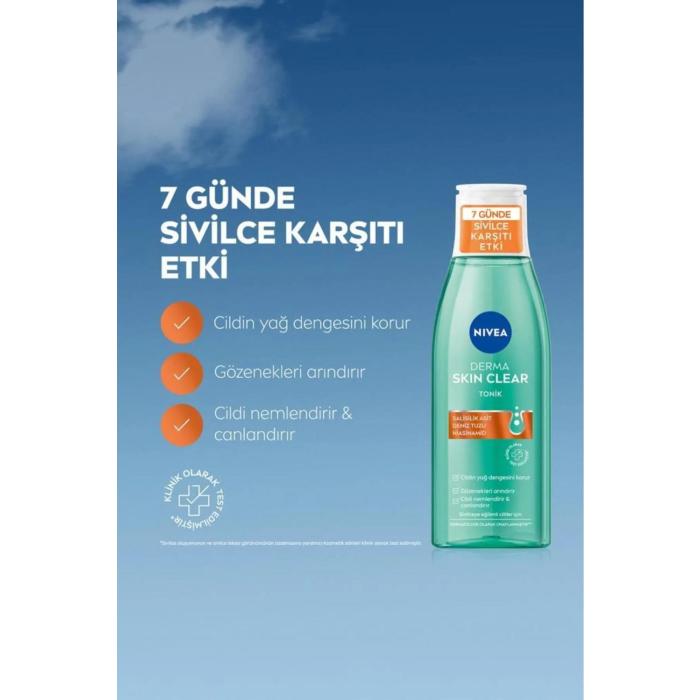 NIVEA Derma Skin Clear Karşıtı Tonik 200ml, Niasinamid, Salistik Asit