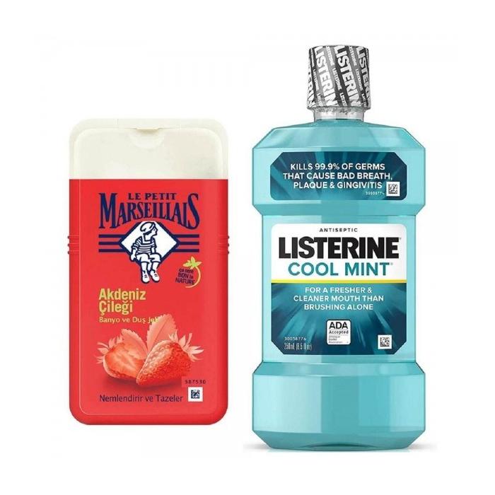 Listerine Ağız Bakım Suyu Cool Mint 250ml + Le Petit Marseillais 250ml Duş Jeli Hediye